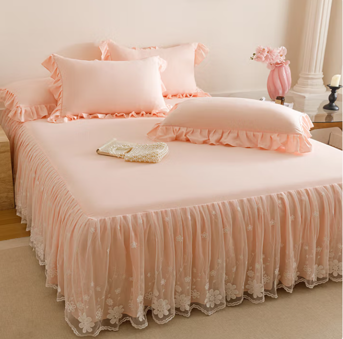 亲肤裸睡水洗棉A类床裙韩版蕾丝床裙席梦思床垫防滑防尘保护套