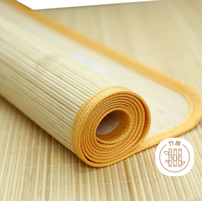 碳化头层竹青 竹席夏季宿舍凉席单席 金色年华0.9米【可折叠】